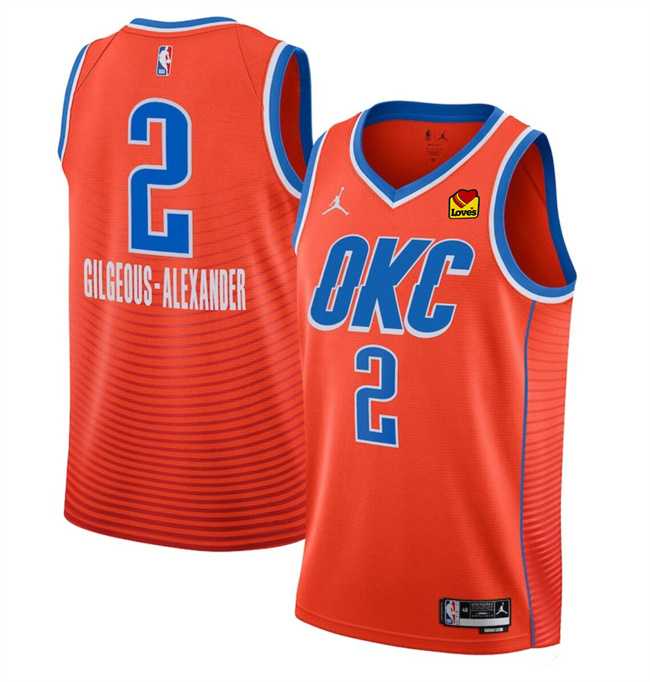 Men%27s Oklahoma City Thunder #2 Shai Gilgeous-Alexander Orange Statement Edition Stitched Jersey Dzhi->sacramento kings->NBA Jersey